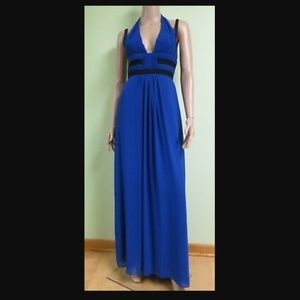 BCBGMAXAZRIA Royal Blue and Black Halter Gown